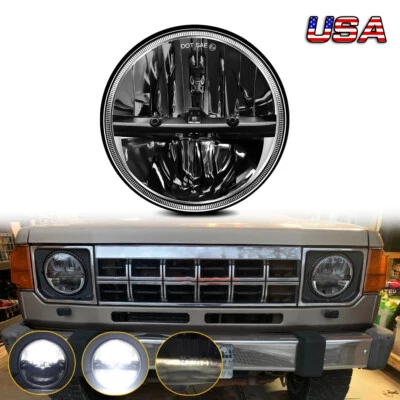 New Upgraded 7" Round LED Headlight Hi/Lo For Chevrolet C10 C20 C30 Pickup Nova - Image 1 of 4