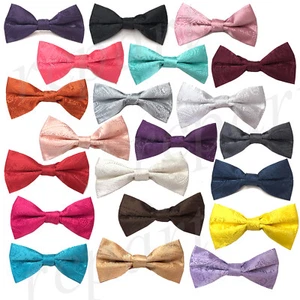 New Boy's kid's pre tied bowtie paisley formal wedding black red purple silver - Picture 1 of 39