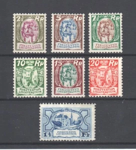 Liechtenstein ~ 1924 Peasants and Castle, Sc# 74 - 80 NH/** cv $503 (B095) - Picture 1 of 2