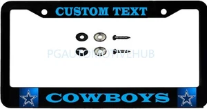 License Plate Frame Black Stainless Steel Vinyl Lettering FOR COWBOYS - Picture 1 of 3
