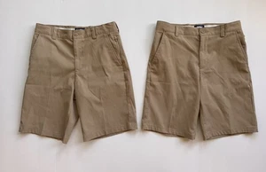 Lands End Shorts Active Chino Uniform Khaki Beige Boys Size 14 Lot of 2 - Picture 1 of 7