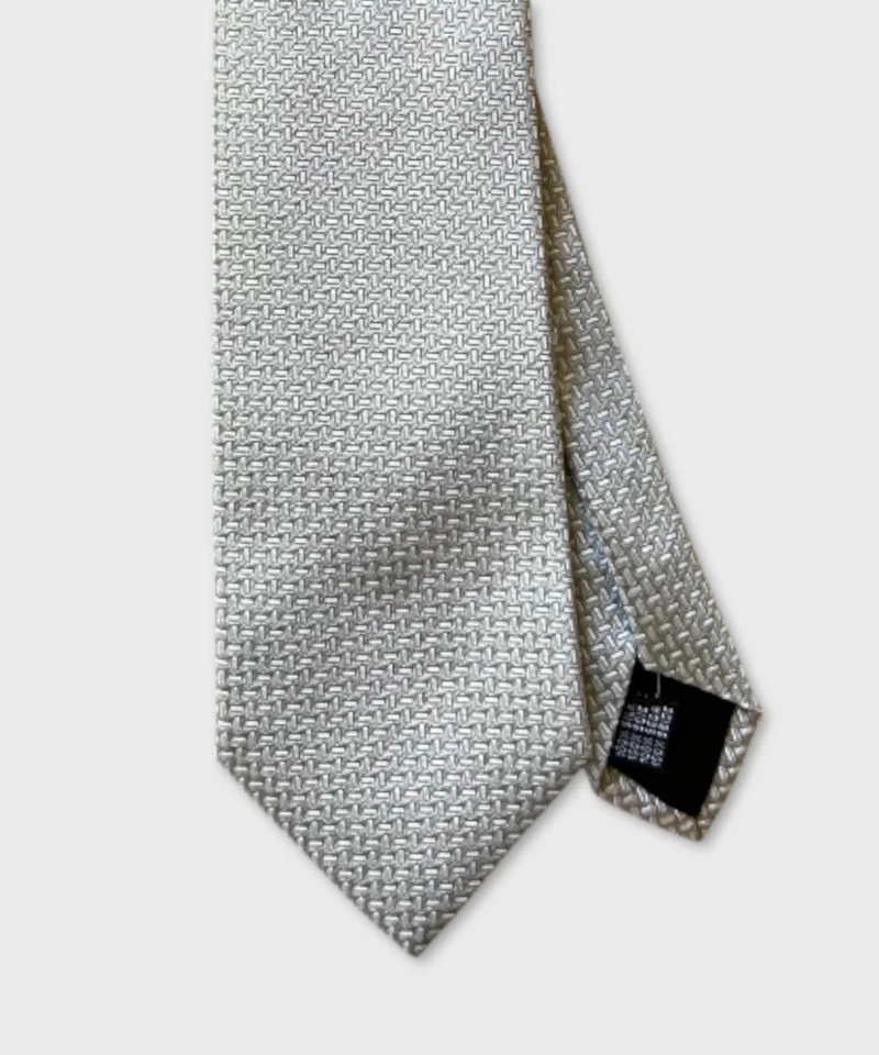 Villa Milano cravatta tre pieghe in seta micro fantasia, argento CR3.976.ARG - Immagine 1 di 2