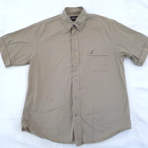 Kangol Shirt Mens  M Khaki Beige Short Sleeve  Cotton Pocket Button Down - Picture 1 of 11