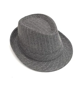 Sombrero Fedora Gris A Rayas Para Hombre Mezcla de Lana Estilo Trilby Vestido Clásico Sombrero Talla M - Imagen 1 de 4