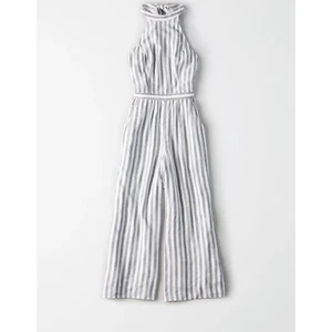 Mono American Eagle Nuevo con Etiquetas Rayas Fluido Halter Espalda Abierta Pierna Ancha Recortado XL - Imagen 1 de 11