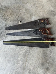 Menge 3 Vintage 2-Disston & 1-Atkins Handsägen gebraucht - Bild 1 von 10