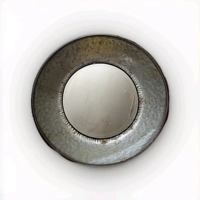 Galvanized Rustic Look Round Mirror KM120119 Natural Home 19x19 In - Image 1 of 2