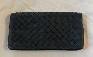 CHRISTOPHER KON Geldbörse Portemonnaie Clutch schwarz geflochten weiches Leder - Bild 1 von 4