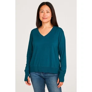 Athleta Sunrise V-Neck Sweatshirt Medium Teal Blue Athleisure Super Soft Capsule - Picture 1 of 9