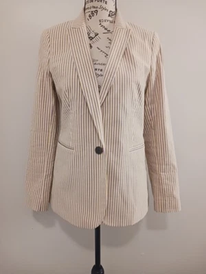 Blazer feminino J Crew 6 listrado amarelo rosa verde escritório casual blazer jaqueta - Imagem 1 de 4