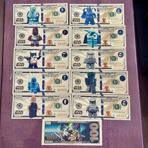 24k Gold Foil Plated Lego Star Wars Banknote Set Collectible - Picture 1 of 12