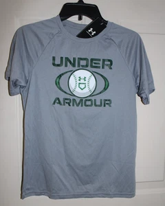 NWT Under Armour Varsity Baseball Boy's Large Steel MD Heather Gray T-shirt - Picture 1 of 2