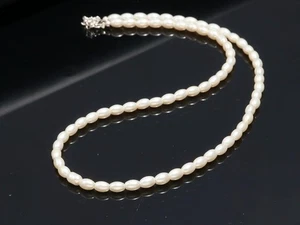 White Pearl Smooth Drum Shape Gemstone Beaded Handmade Men Women Necklace 24" - Picture 1 of 14