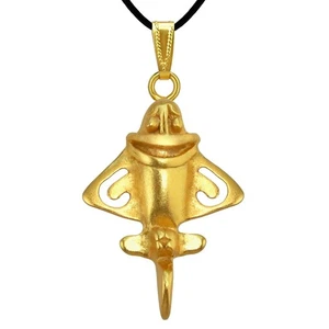 24k GP Quimbaya Ancient Flyer | Golden Jet-3 Pendant Necklace| Across The Puddle - Picture 1 of 6
