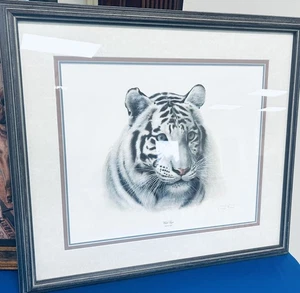 White Tiger by french artist Charles Frace Vintage Museum framing - Picture 1 of 7