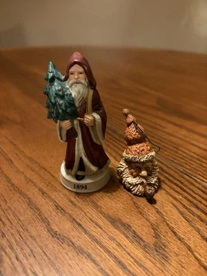 Estatueta arte popular vintage 1987 Stephen Herrero nó cabeça de nó esculpida em madeira Papai Noel gnomo - Imagem 1 de 4