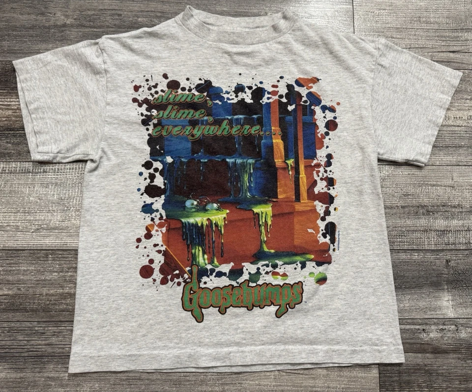 Camiseta De Colección 1995 Piel de Gosebumps Monster Blood #3 Juvenil X-Grande XL 90s Camiseta Gris Foto 1 de 4