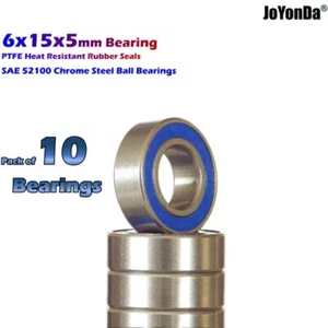 696-2RS 6x15x5mm Guarnizioni in Gomma Cuscinetti 10pz per RC Auto Barca Aereo Mulinelli Pesca - Foto 1 di 6