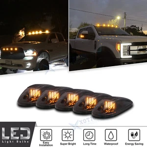 5pcs/Set Smoked Lens Amber LED Cab Rooftop Driving Light Bulbs For Truck SUV 4x4 - Picture 1 of 12
