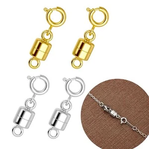 4Pcs Magnetic Necklace Clasps and Closures 18K Gold and Silver Plated Bracele... - Picture 1 of 7