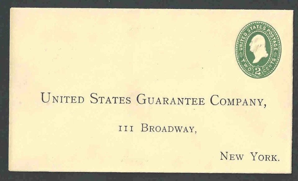 1874 U317 2c Green On Amber Manila Mint Entire Die 88 Size 8 Preprinted Address- - Image 1 of 1