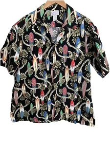 Vintage KY's International Fashion Black Hawaiian shirt with surf boards size XL - Picture 1 of 6
