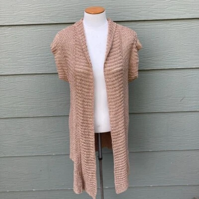 Coldwater Creek Tejido Suéter Chaleco Plumero Largo Talla XS 4 Dorado Sin Mangas Cárdigan Foto 1 de 4