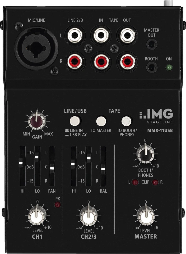 IMG Stageline MMX-11USB - 2-Kanal Mini Mischpult, USB-Audio Interface - Bild 1 von 1