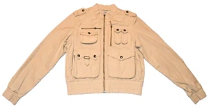 VTG Tommy Hilfiger Long Sleeve Jacket Coat Beige Cargo Unisex Kids Medium - Picture 1 of 24