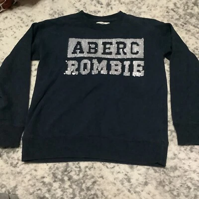 Abercrombie kids 9/10 boys sweatshirt Silver sequin Navy Blue - Imagem 1 de 4