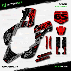 Gray & Red Slick Racing Graphics Kit fits Kawasaki 00-24 Kx65 Kx 65 Decal - Bild 1 von 5