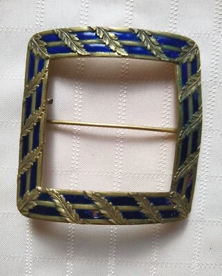 Esmalte azul cobalto E.A. Hebilla de cinturón Bliss convertida en broche Napier vintage Foto 1 de 4