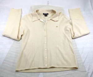 NWT Madison Studio Petite Button-Up Cream 100% Cashmere Cardigan Sweater PL - Picture 1 of 10