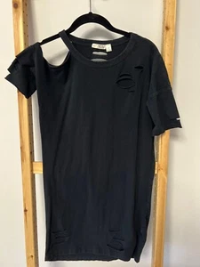Razzle Dazzle Destroyed Shirt Dress Black ( S ) - Picture 1 of 2