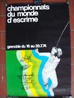affiche originale escrime championnats du Monde Grenoble 1974 autographe