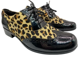 Scarpe Clarks Hamble quercia stampa leopardata capelli vernice pelle brogue UK 4 D EU 37 - Foto 1 di 21