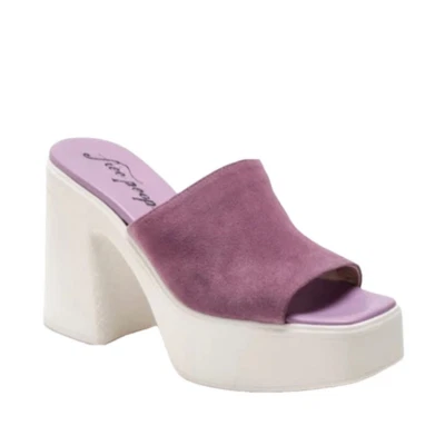 FREE PEOPLE Size 6.5 Y2K Orchid Pavillion Zoe Platform Slide Sandal Retro Suede - Image 1 of 4