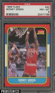 1986 Fleer Basketball #40 Sidney Green Chicago Bulls HOF PSA 8 NM-MT 