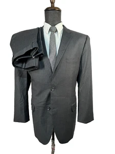 MARTIN O UOMO MODA Mens Gray Wool Flat Front 2 Pc Suit 44R Jacket 36x29 Pant - Picture 1 of 13
