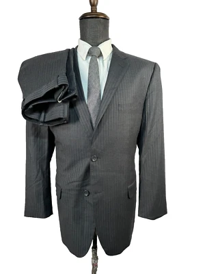 MARTIN O UOMO MODA Mens Gray Wool Flat Front 2 Pc Suit 44R Jacket 36x29 Pant - Image 1 of 4