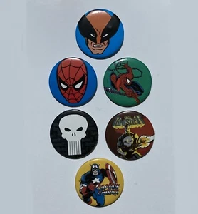 Vintage 1989 Marvel LOT OF 6 Pins - SpiderMan Punisher Wolverine Captain America - Picture 1 of 4