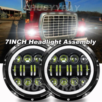 Par de faros proyectores LED redondos de 7 pulgadas para camionetas Ford LN7000 LN8000 LN9000 Foto 1 de 4