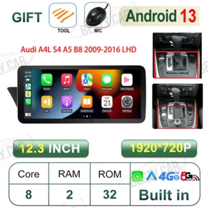 Radio estéreo para 13 carros Android 12,3" para Audi A4 A5 S4 S5 A4L B8 2009-2016 LHD GPS - Imagen 1 de 10