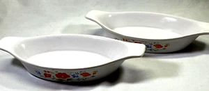 Vintage Northland Japan Ceramic Floral Baking Dishes Oven Proof 9"x4.5" Pair - Picture 1 of 10