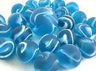 25 Glass Marbles ARCTIC Blue/White Matte Finish Game Pack Shooter