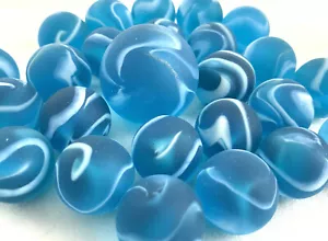 25 Glass Marbles ARCTIC Blue/White Matte Finish Game Pack Shooter - Picture 1 of 5
