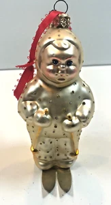 Christmas tree ornament Hand Blown Glass Skiing Snow baby 4.5 in tall. - Picture 1 of 5
