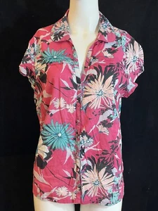 MONSOON Women's 100% Cotton, Cap Sleeve, Floral Pattern Blouse Top. Size UK 14 - Picture 1 of 7