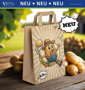 250 Kartoffeltragetaschen Papiertasche | Kartoffeltüte | Flachgriff | 2,5kg - Bild 1 von 3