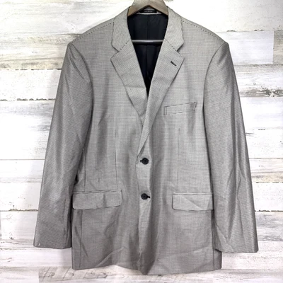 John W Nordstrom Black Houndstooth Loro Piana Super 120s Wool & Silk Jacket 46R - Image 1 of 4